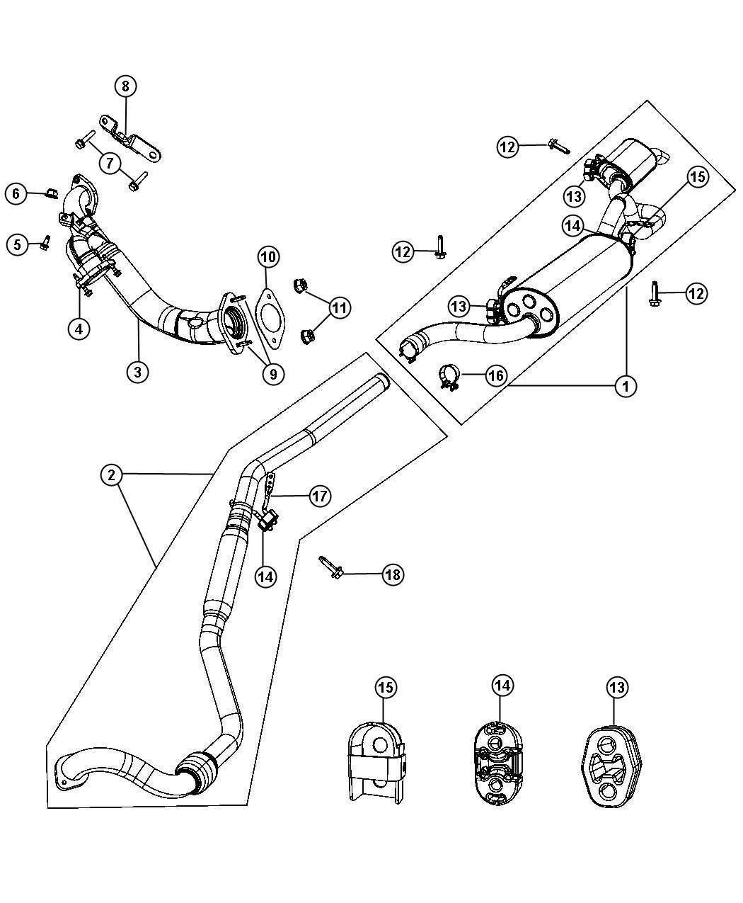Chrysler Town & Country Used for: MUFFLER AND RESONATOR. Exhaust - 04877528AH | Myrtle Beach SC 2007 Chrysler Town And Country Exhaust Diagram